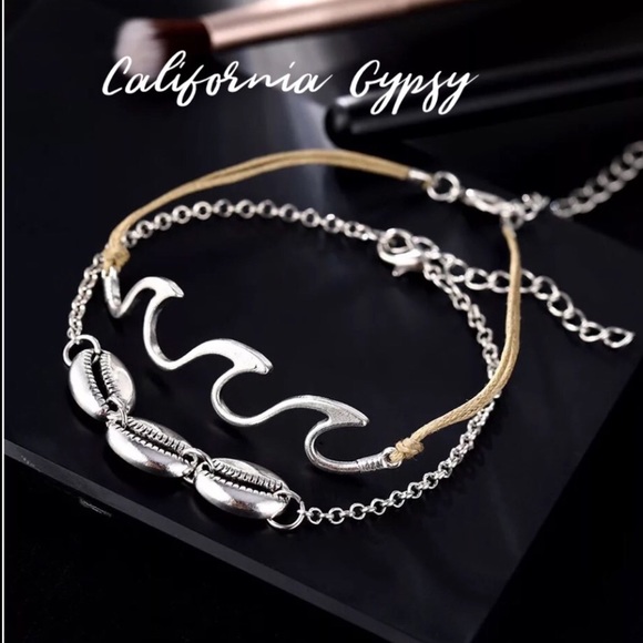 2 Pcs Beach Wave Conch Shell Boho Anklets - Picture 4 of 7